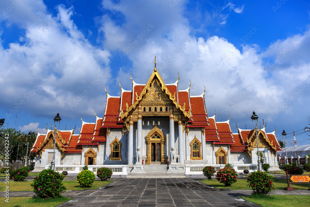 Wat Benchamabophit Dusitvanaram is popular of Bangkok ,Thailand  (6 Apr 2016)