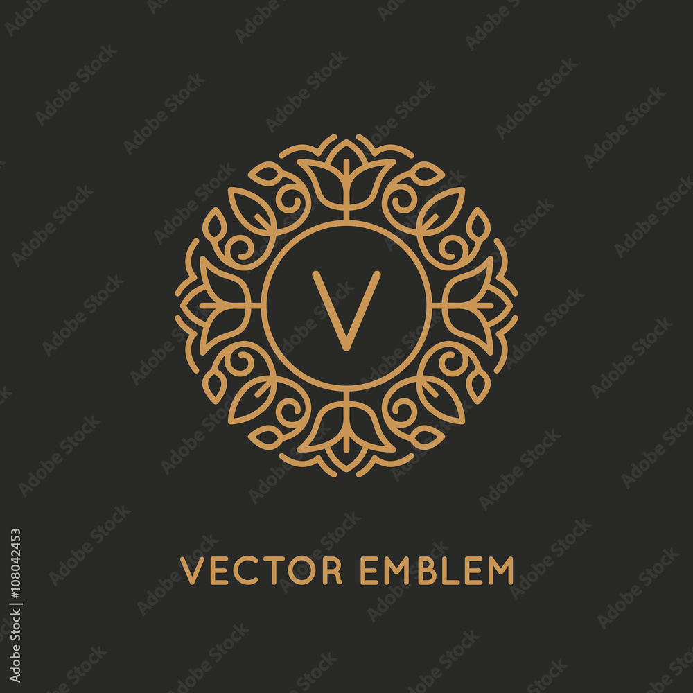 Vector logo design template and monogram concept in trendy linea Vector logo design template and monogram concept in trendy linea