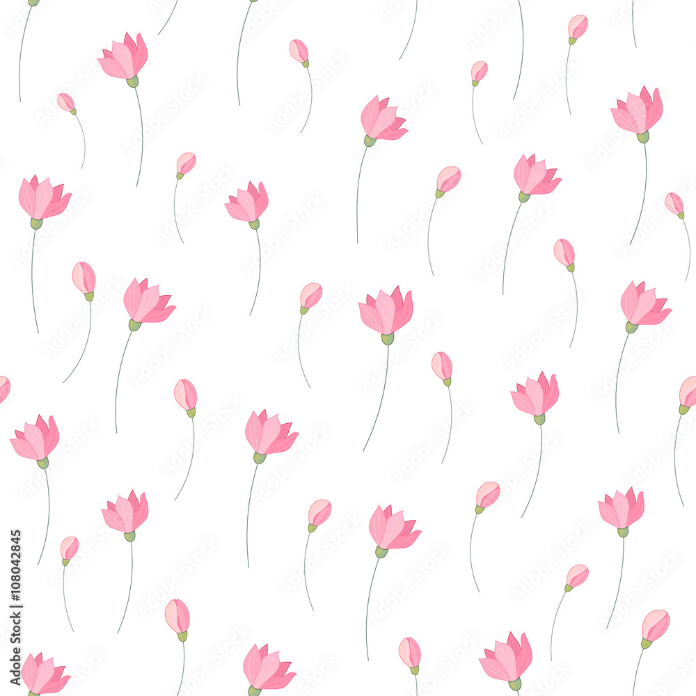 cute little pink flowers seamless pattern background. vector