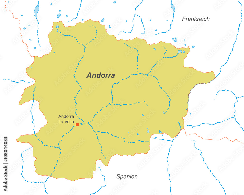 Landkarte von Andorra - Vektorgrafik in Weiß