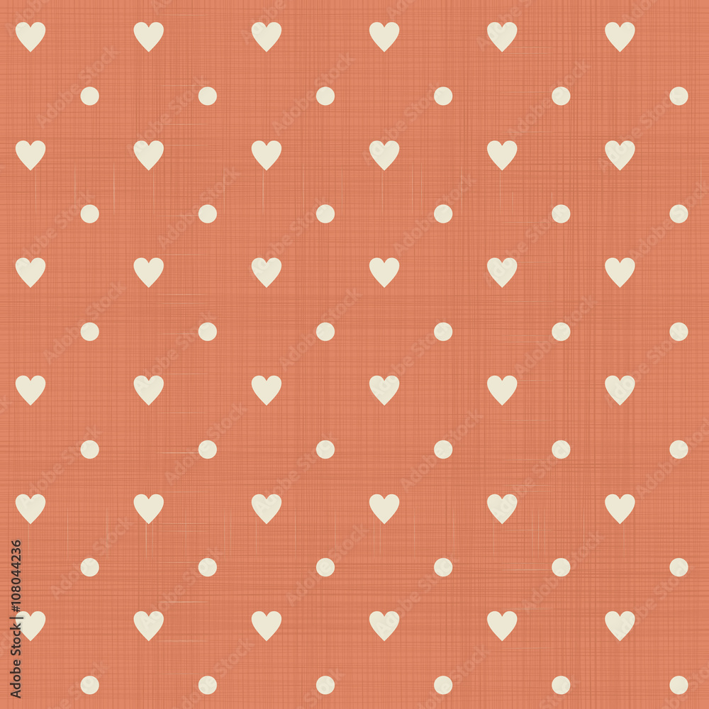 seamless hearts polka dot pattern with retro texture
