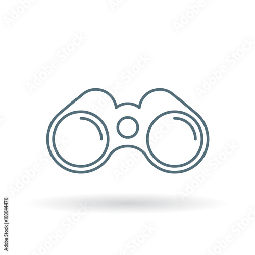 Binoculars icon. Binocular symbol. Optical instrument sign. Thin line icon on white background. Vector illustration.