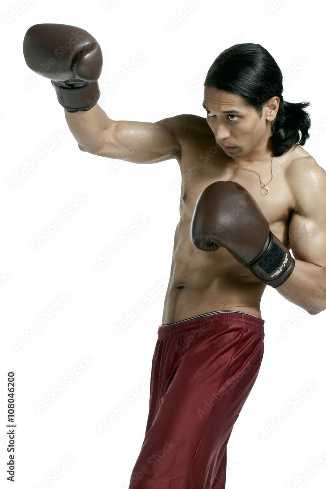 male boxer punching upward