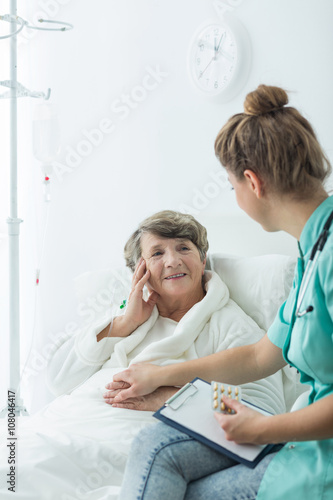 Hospital patient with positive attitude