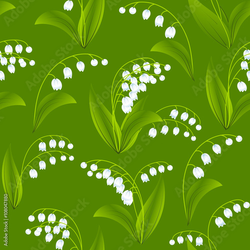 Seamless spring pattern with lilies of the valley