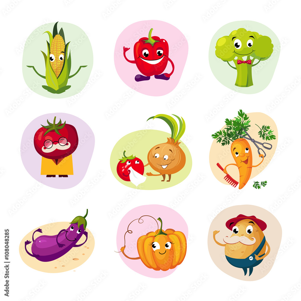 Funny Vegetable Characters Set Funny Vegetable Characters Set