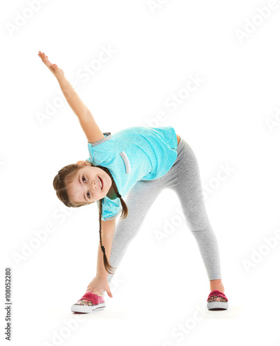 Little cute girl stretching...