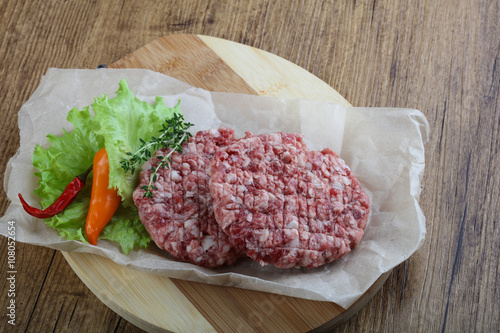 Raw burger cutlet