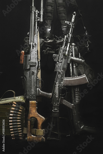 machine gun, AK and ammunitions