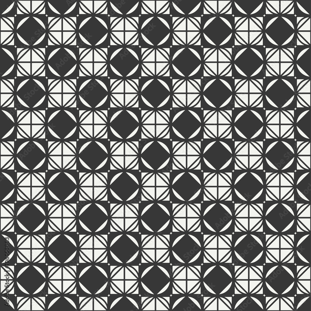 Fototapeta premium Geometric abstract seamless cube pattern with rhombuses, square, cube. Wrapping paper. Paper for scrapbook. Tiling. Vector illustration. Background. Graphic texture. Optical illusion effect.