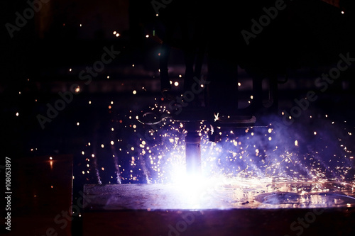 background sparks from welding