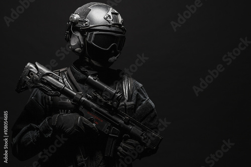 Quadro su tela Spec ops police officer SWAT