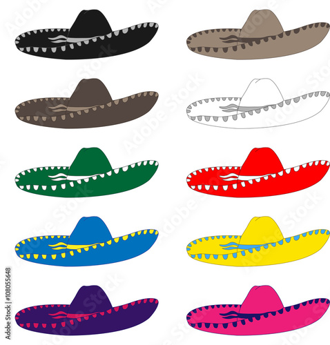 Mexican Sombreros in Different Colours