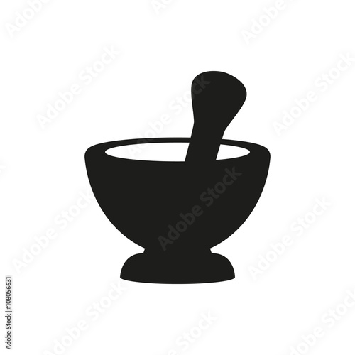 Mortar and pestle pharmacy simple icon on white background for apps and websites