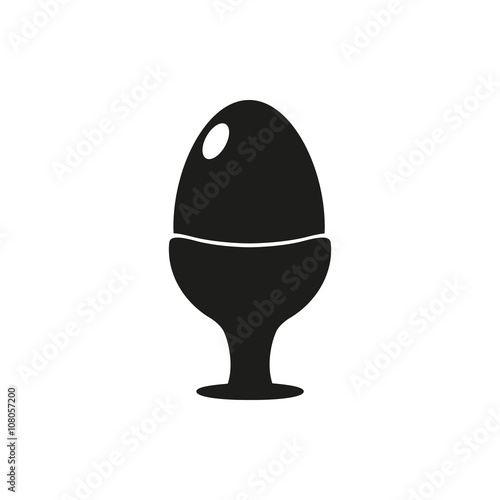 Black icon for boiled chicken egg and quail egg in cups for healthy breakfast on white background.