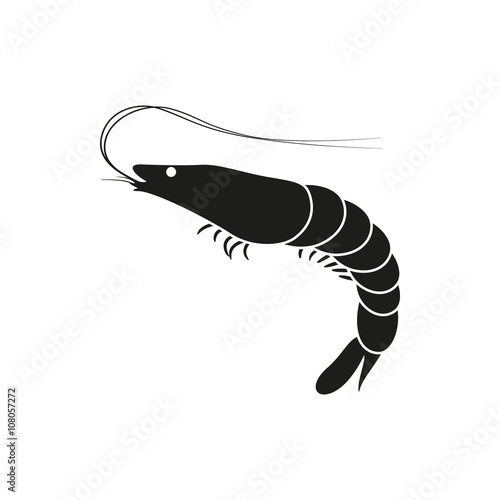 Shrimp simple black icon on white background