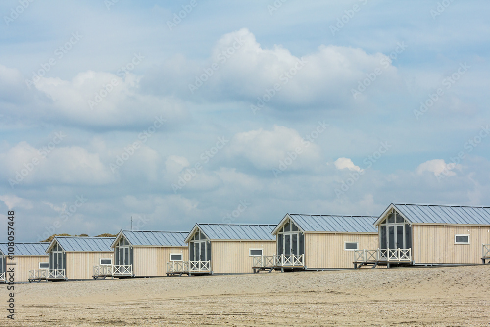 Kijkduin, the Netherlands - April 4, 2016: a row of beach huts.