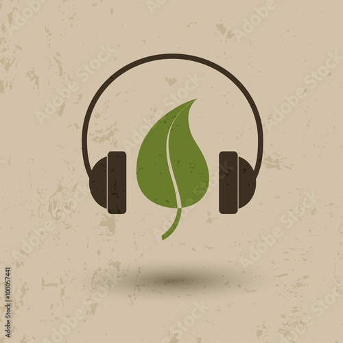  Leaf and headphones icon