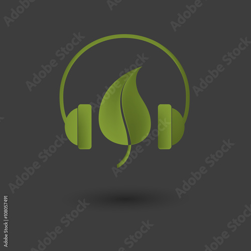  Leaf and headphones icon