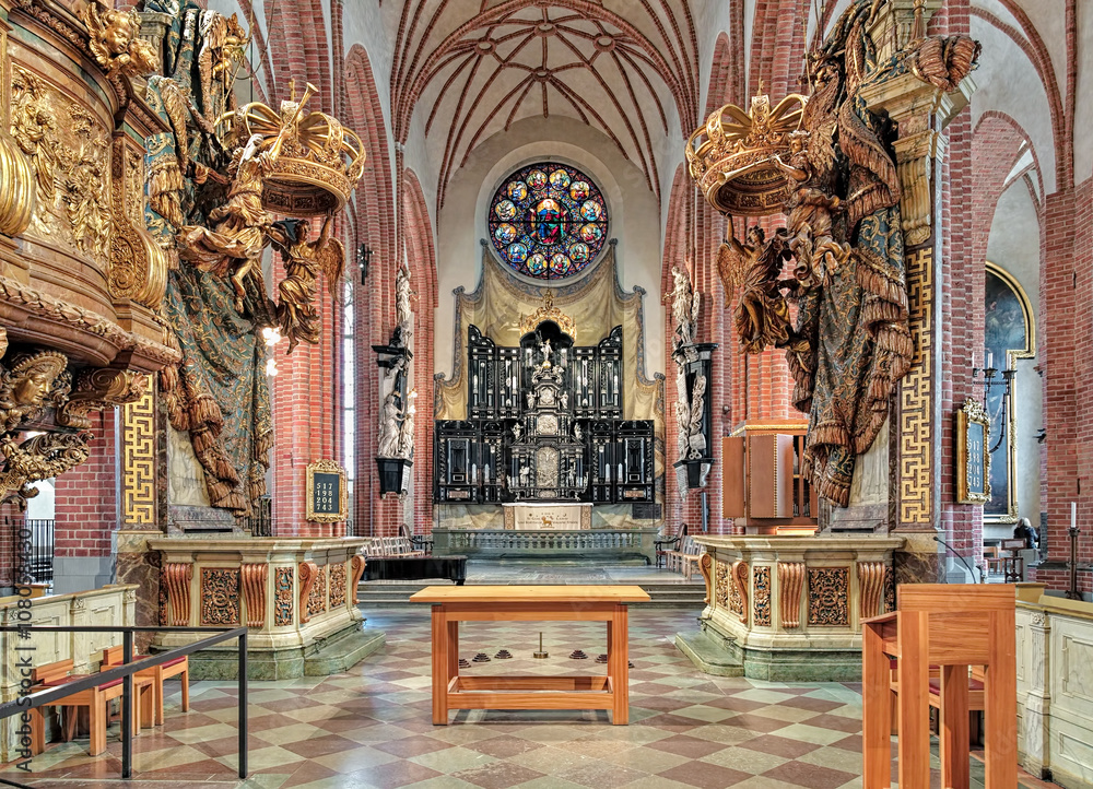 Chancel and altar of Storkyrkan (The Great Church) in Stockholm, Sweden