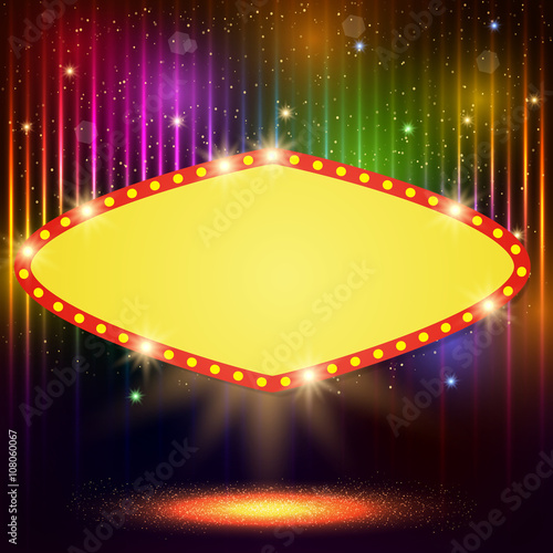 Shining background with retro casino light banner