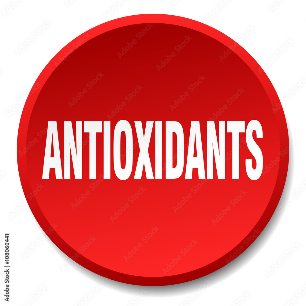 antioxidants red round flat isolated push button antioxidants red round flat isolated push button