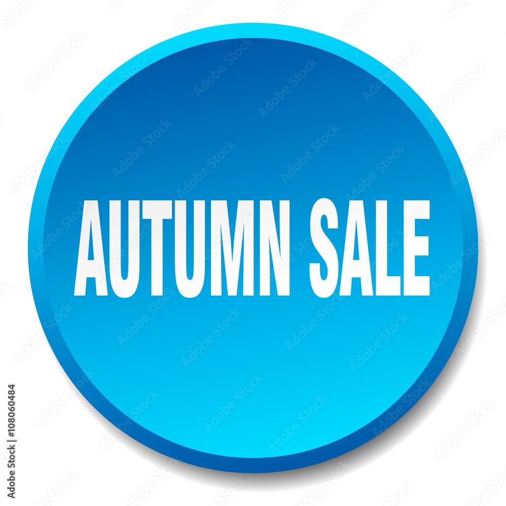 autumn sale blue round flat isolated push button autumn sale blue round flat isolated push button