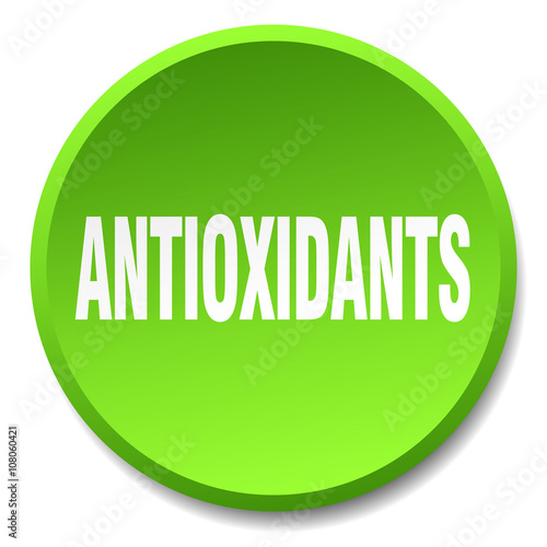 antioxidants green round flat isolated push button