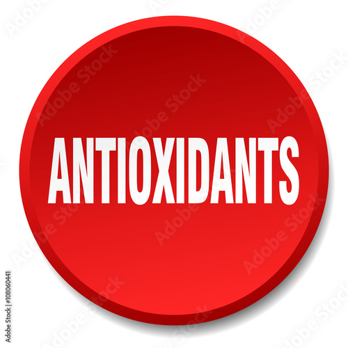 antioxidants red round flat isolated push button