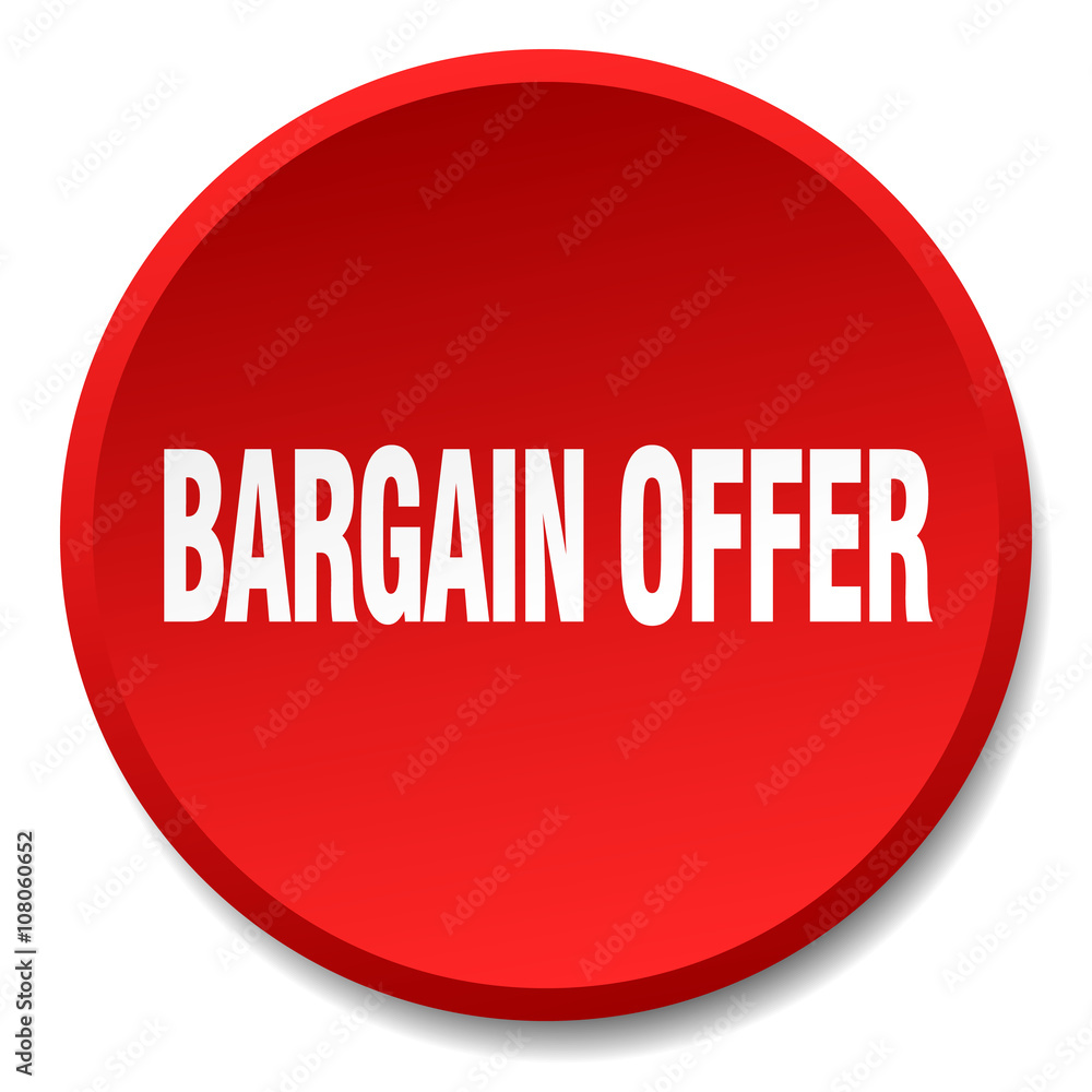 bargain offer red round flat isolated push button bargain offer red round flat isolated push button