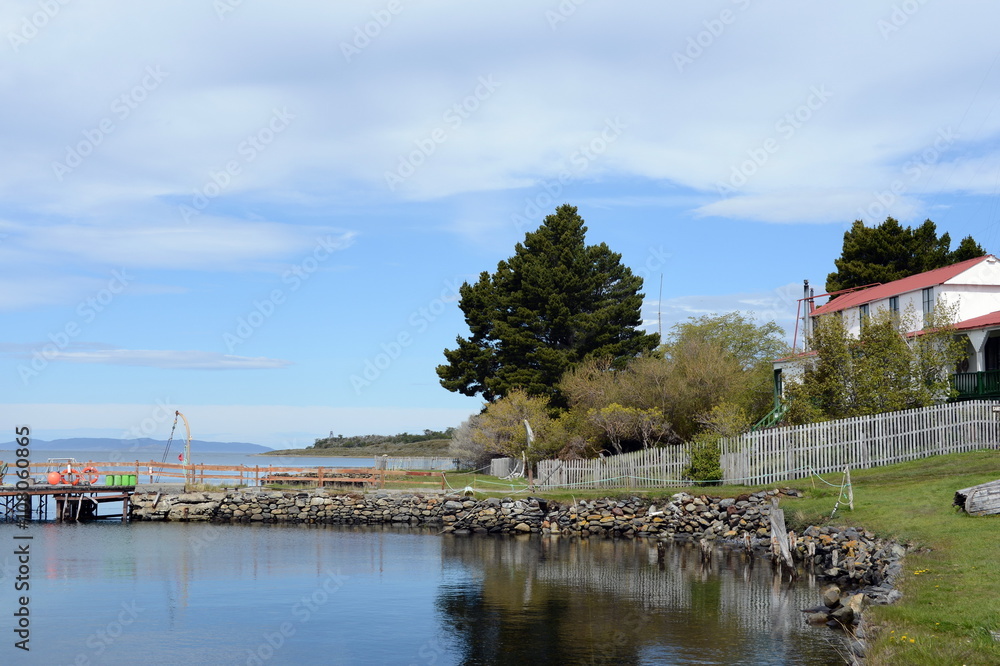 Obraz premium Harberton estate is the oldest farm of Tierra del Fuego and an important historical monument of the region.Marina estates.