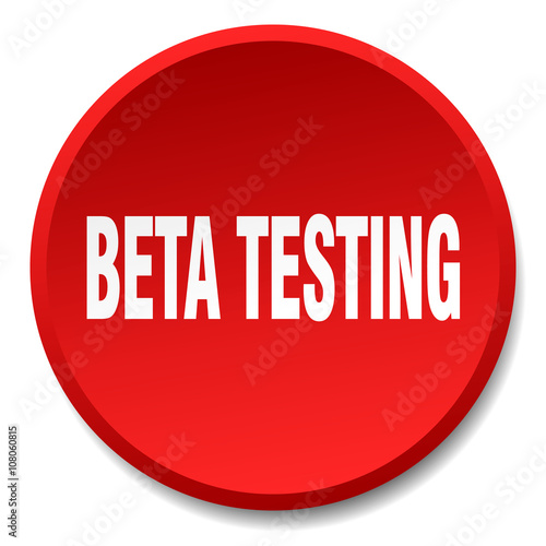 beta testing red round flat isolated push button