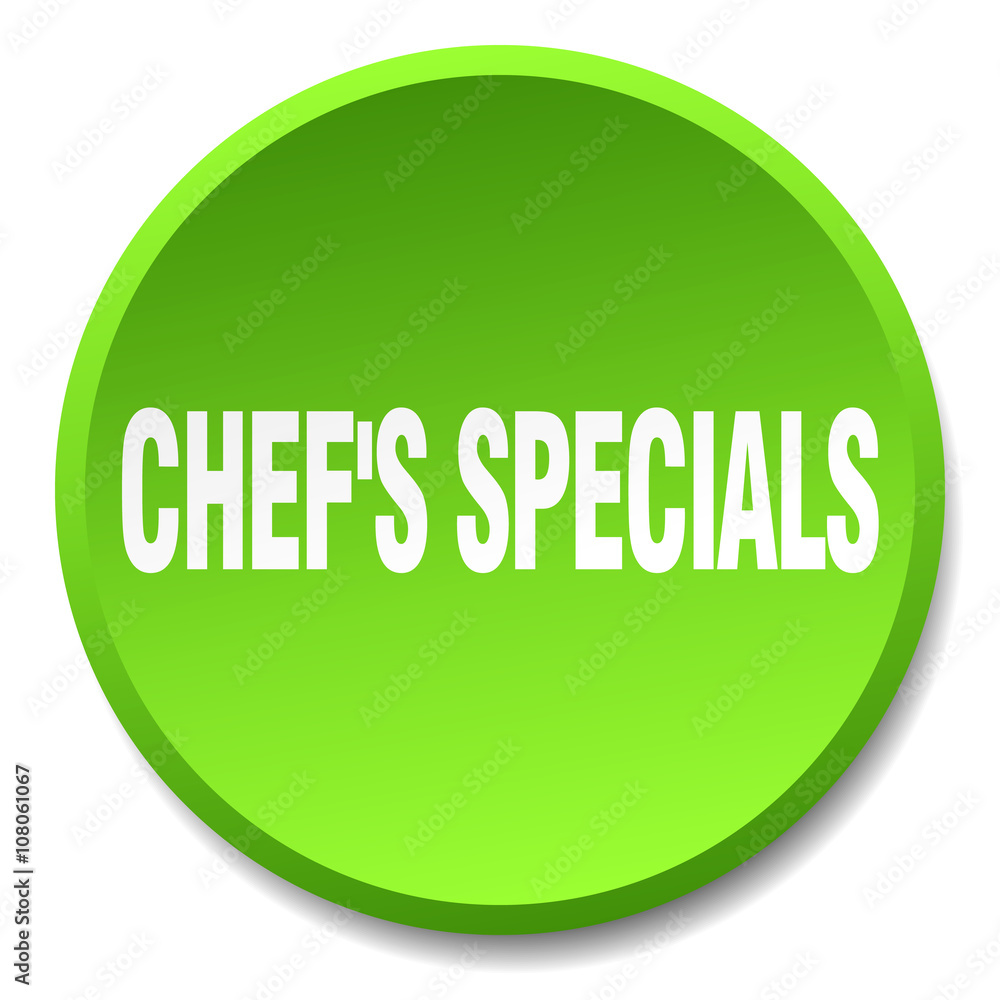 chef's specials green round flat isolated push button chef's specials green round flat isolated push button