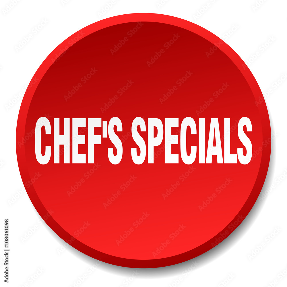 chef's specials red round flat isolated push button chef's specials red round flat isolated push button