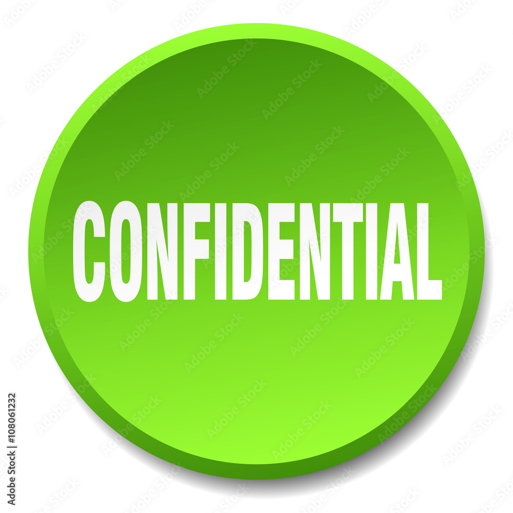 confidential green round flat isolated push button confidential green round flat isolated push button