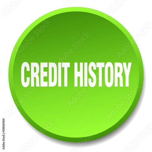 credit history green round flat isolated push button