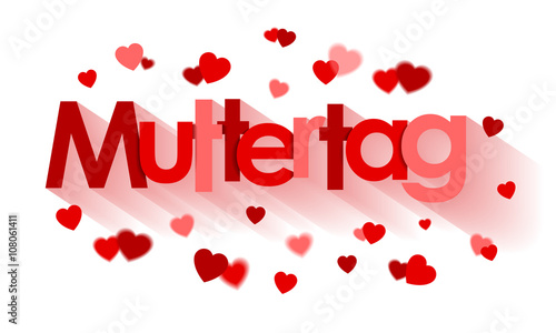 Muttertag Schriftzug mit Herzen