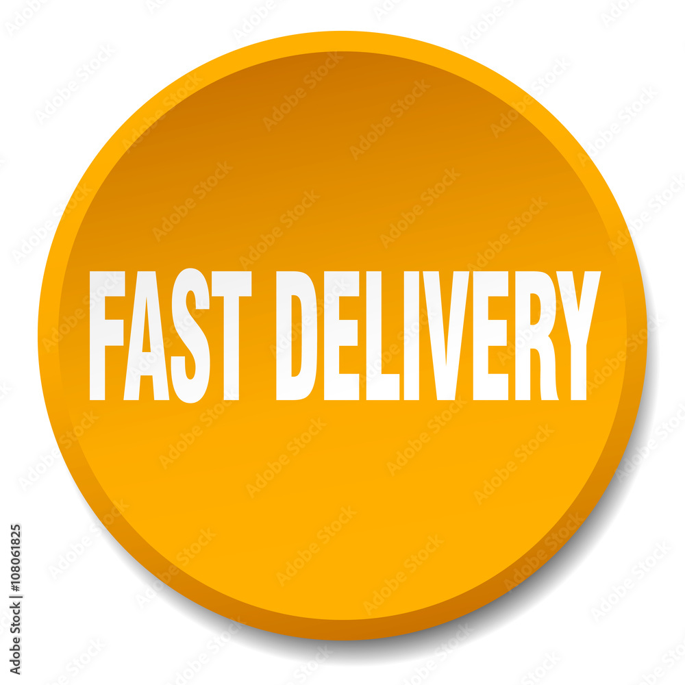 fast delivery orange round flat isolated push button fast delivery orange round flat isolated push button