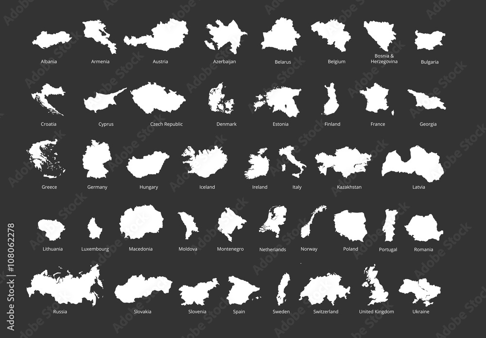 Colorful European countries political map with clearly labeled ...