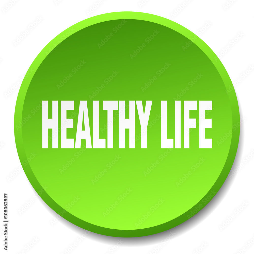healthy life green round flat isolated push button healthy life green round flat isolated push button