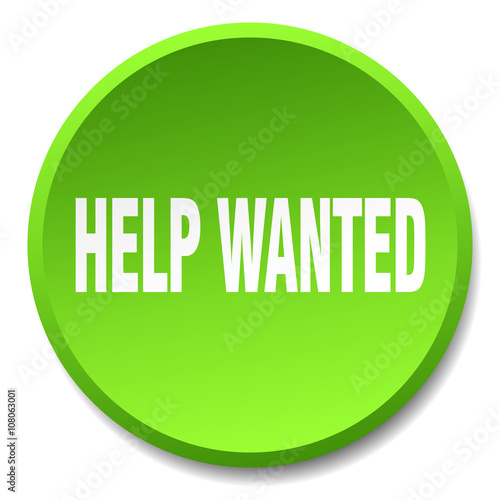 help wanted green round flat isolated push button