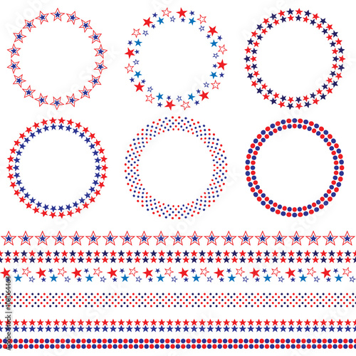 Red white and blue circle frames and borders
