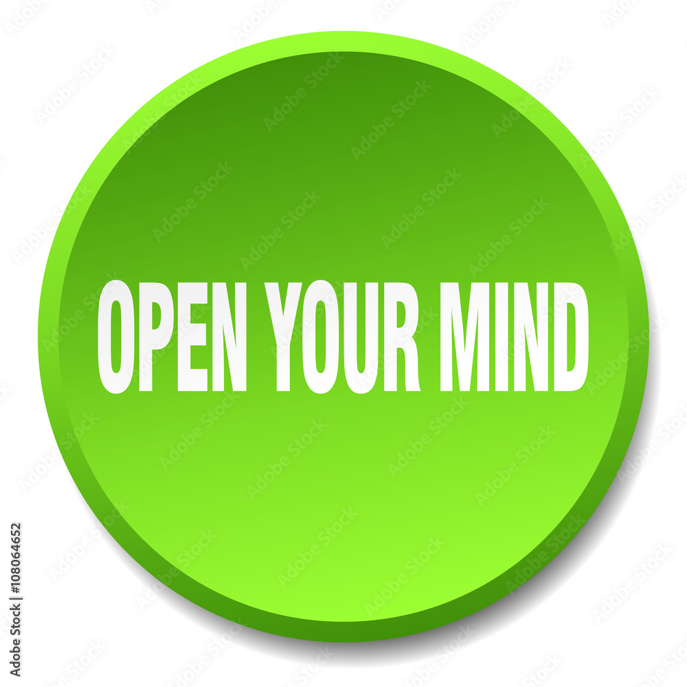 open your mind green round flat isolated push button open your mind green round flat isolated push button