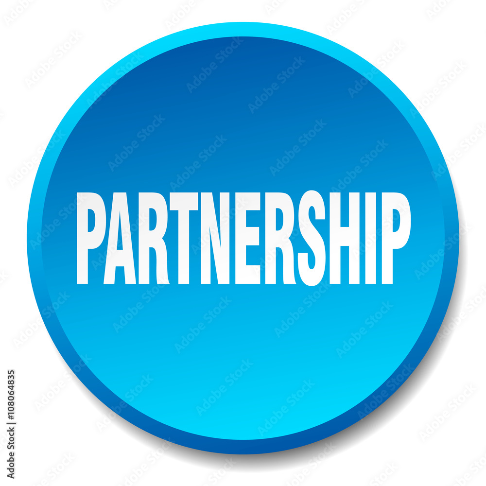 partnership blue round flat isolated push button partnership blue round flat isolated push button
