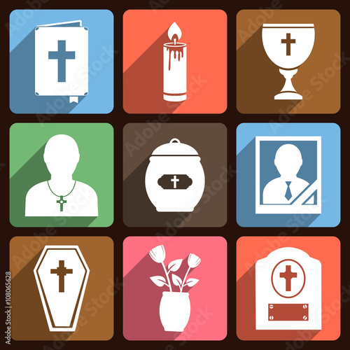 Funeral icons with long shadow