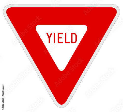 Vector illustration of a yield road/traffic sign. photo