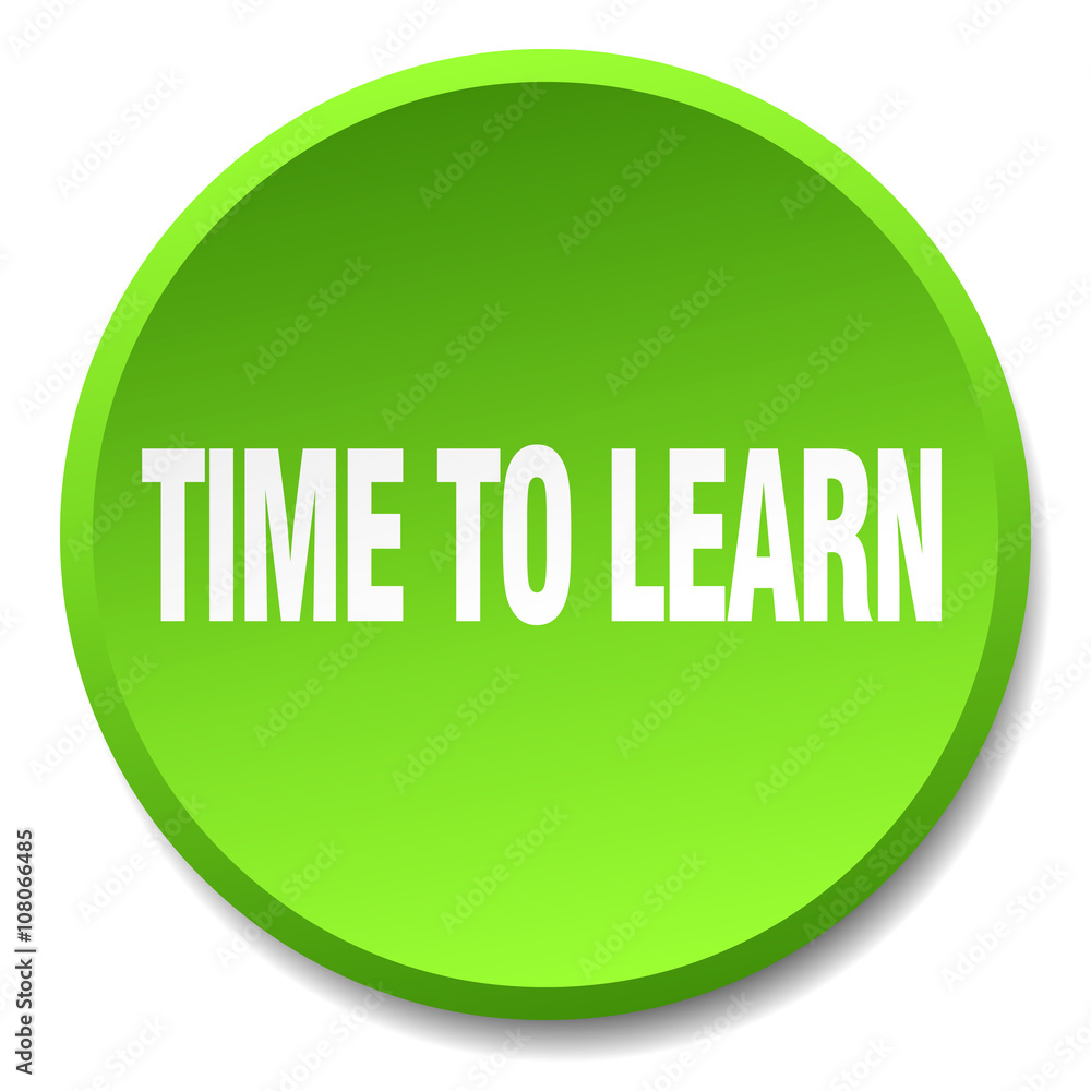 time to learn green round flat isolated push button time to learn green round flat isolated push button