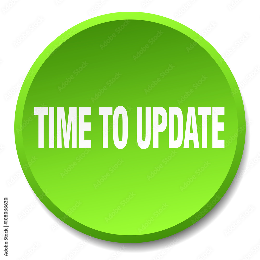 time to update green round flat isolated push button time to update green round flat isolated push button