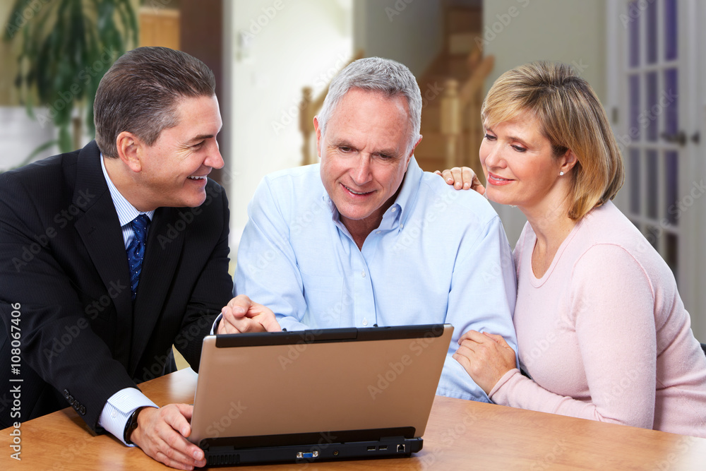 Senior couple with insurance agent. Senior couple with insurance agent.