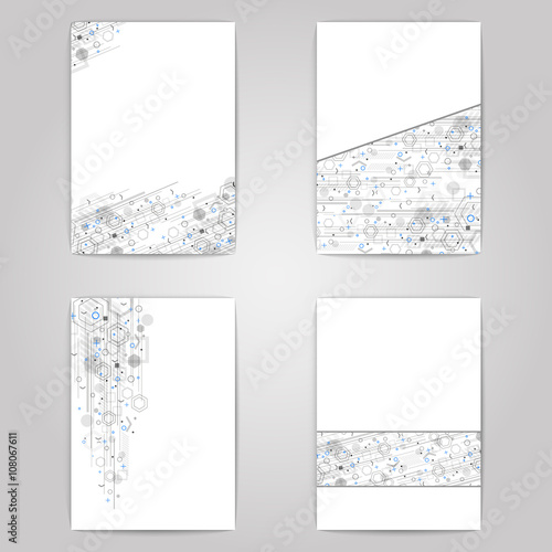 Flyers set with technology design.